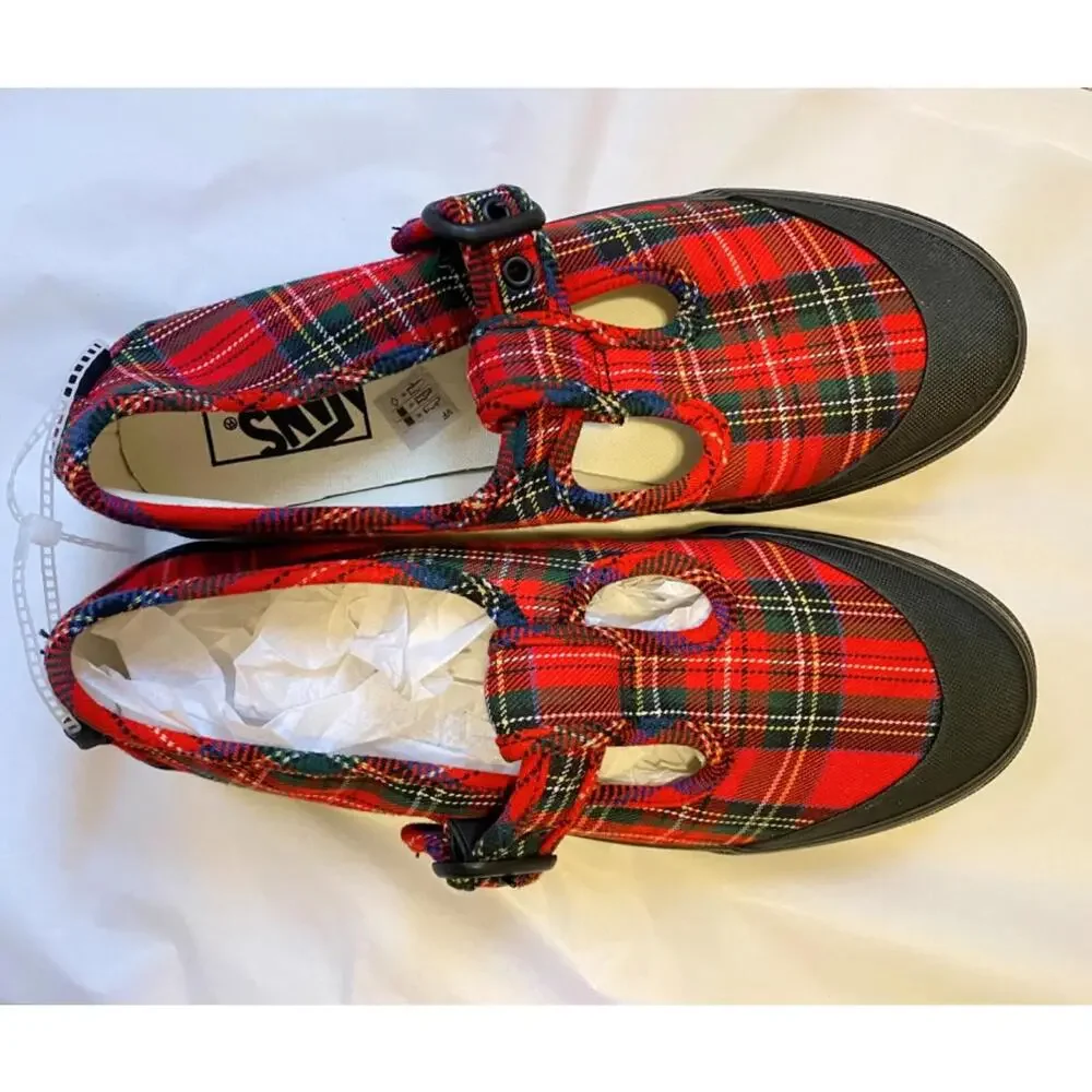 Womens size 7.0 VANS style 93 Mary Janes Red Plaid Mens 5.5 Boho Mod School NWOB - Picture 6 of 9